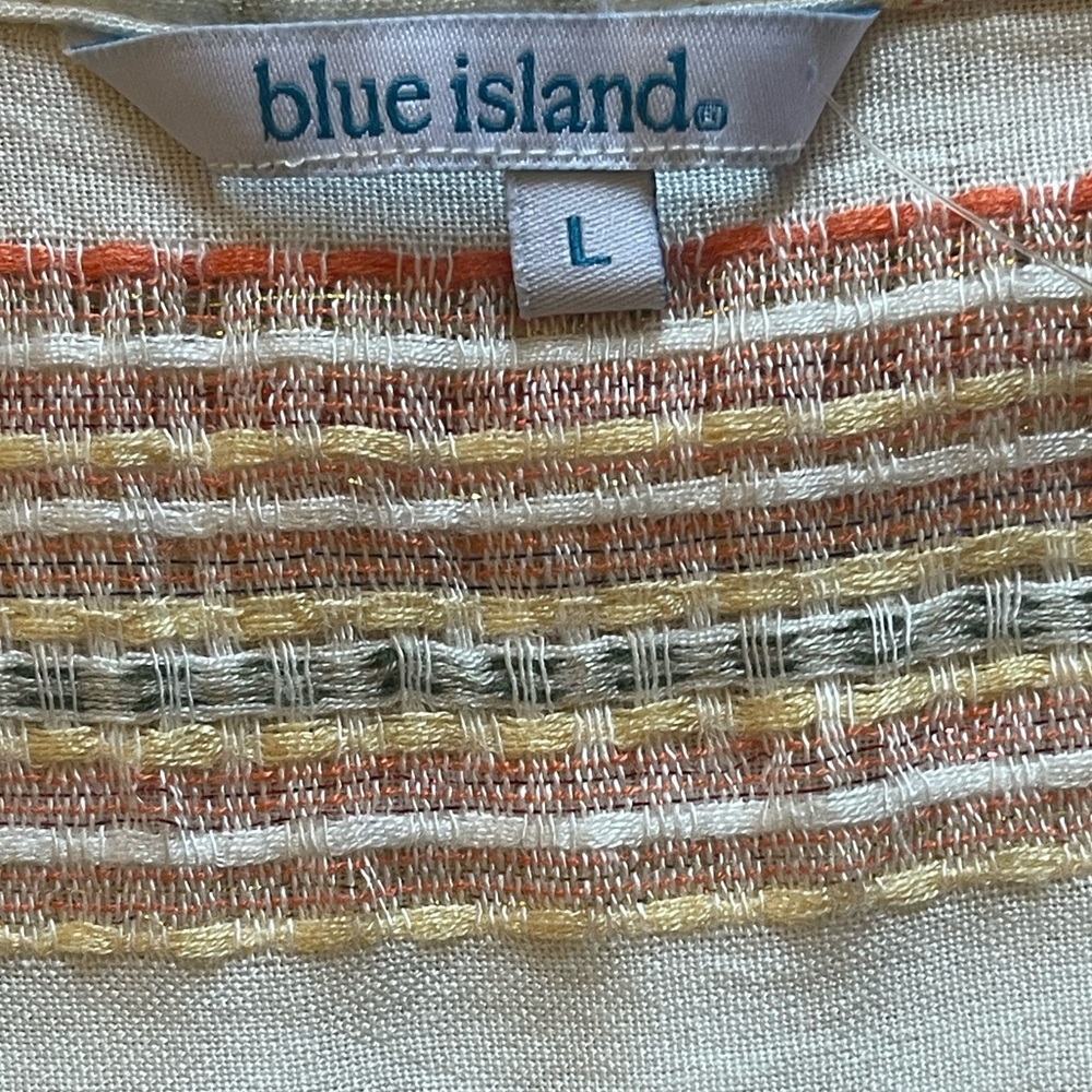 Blue Island White and Orange Swim Coverup with Romantic Silhouette Size Large - Picture 6 of 12